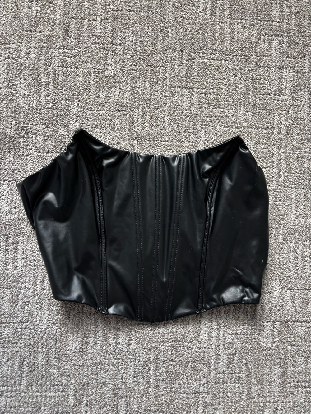 Black Faux Leather Corset Top